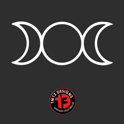 Triple Moon Goddess Vinyl Decal Outline Style