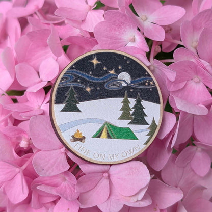 Fine On My Own wooden pin (wonderland version)
