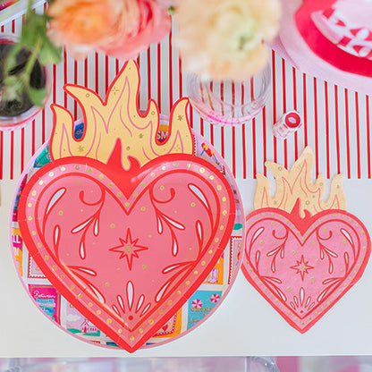 Flaming Heart sticky notes in use for reading notes and bookmarks, Queens Flaming Hearts collection, Jollity &amp; Co.