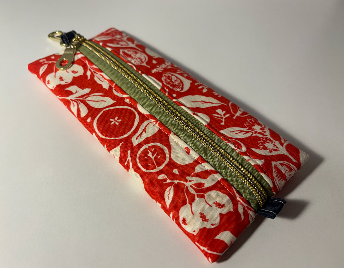 Flat Zipper Pencil Pouch with Key Ring