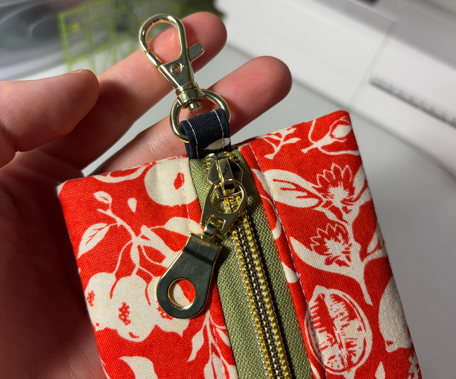 Flat Zipper Pencil Pouch with Key Ring