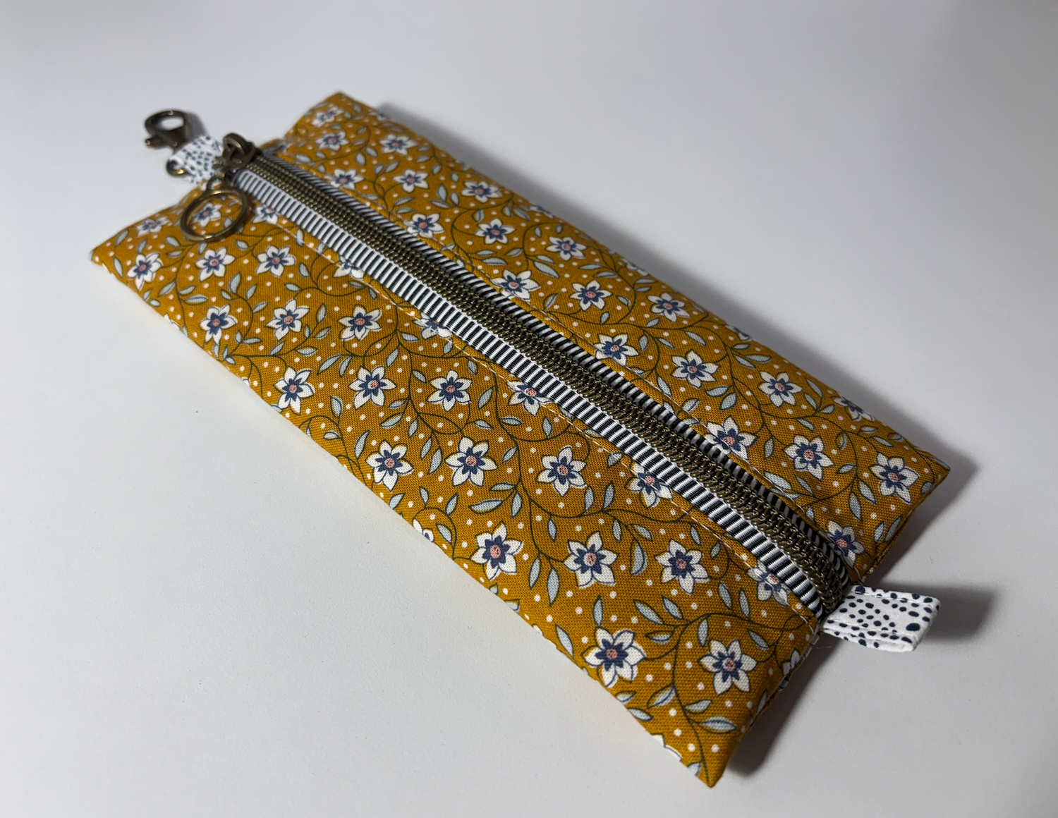 Flat Zipper Pencil Pouch with Key Ring