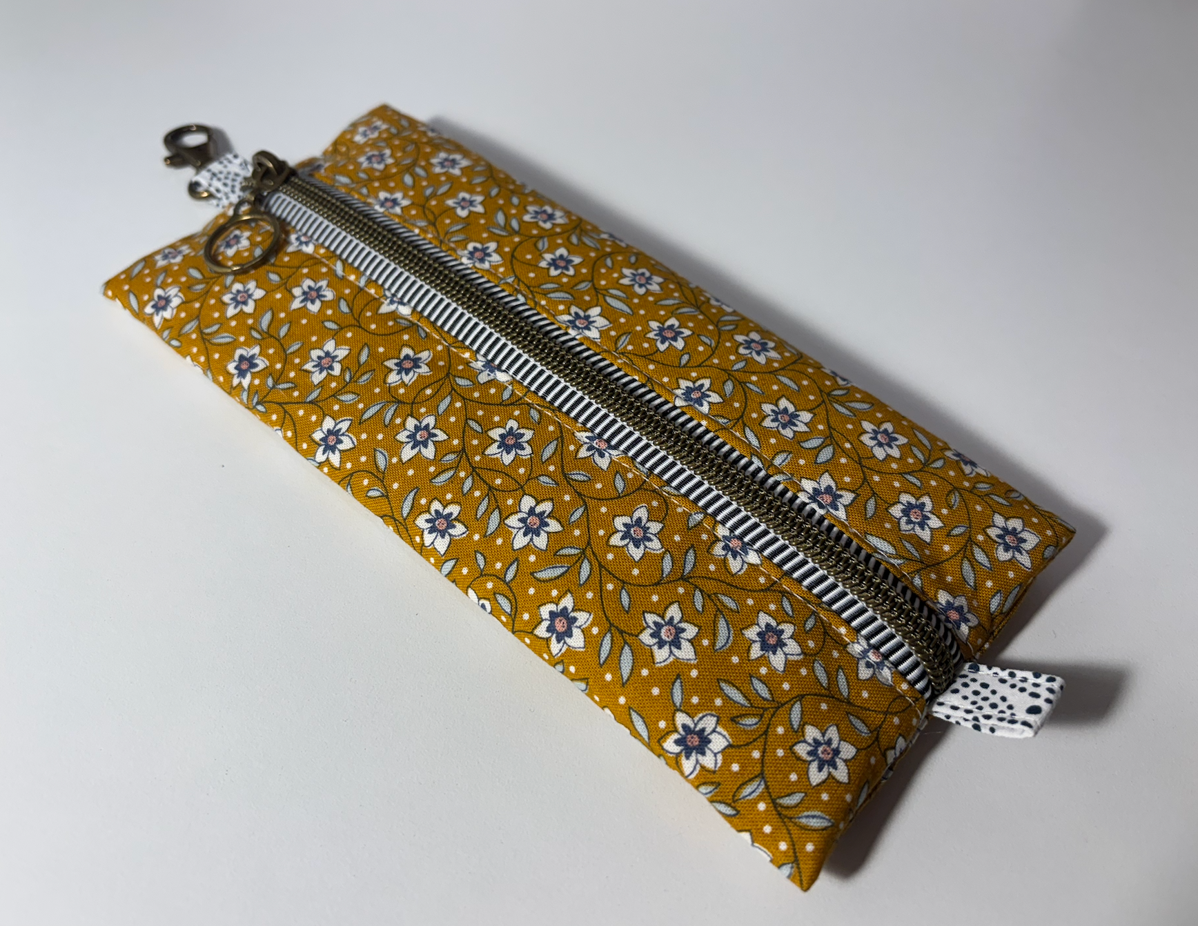 Flat Zipper Pencil Pouch with Key Ring