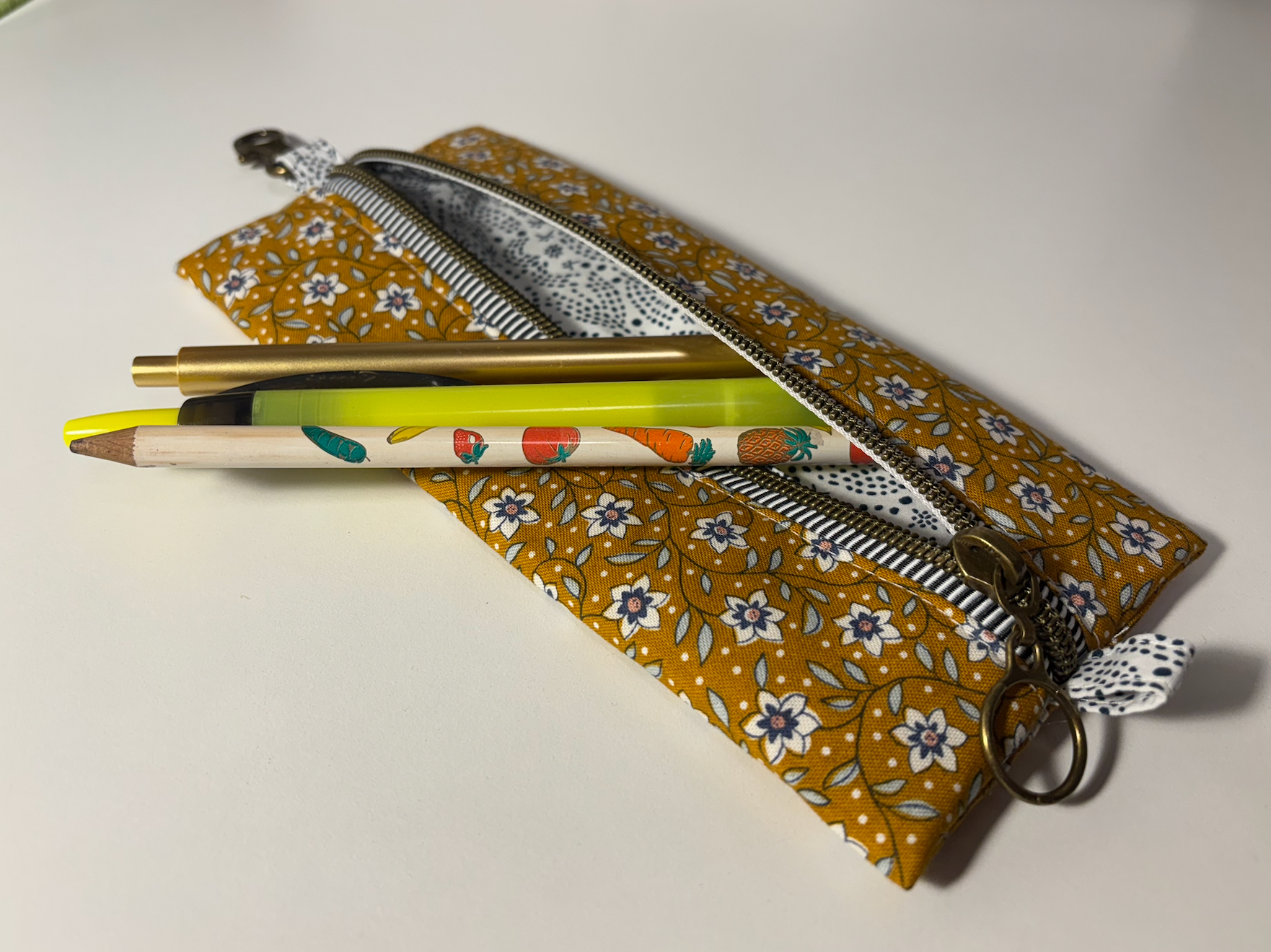 Flat Zipper Pencil Pouch with Key Ring
