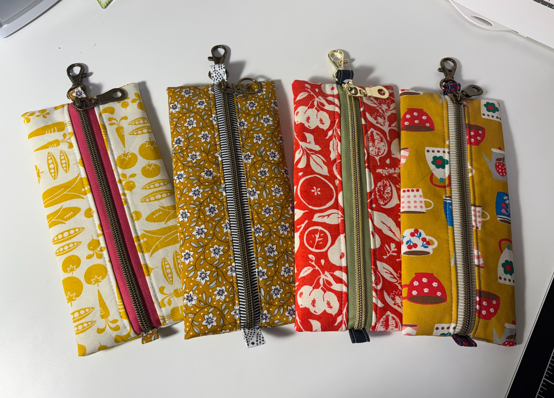 Flat Zipper Pencil Pouch with Key Ring