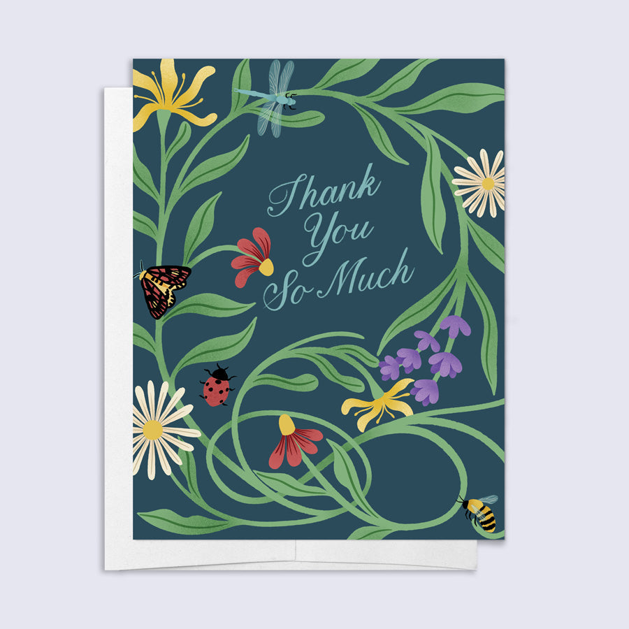 Greeting card with floral design and &