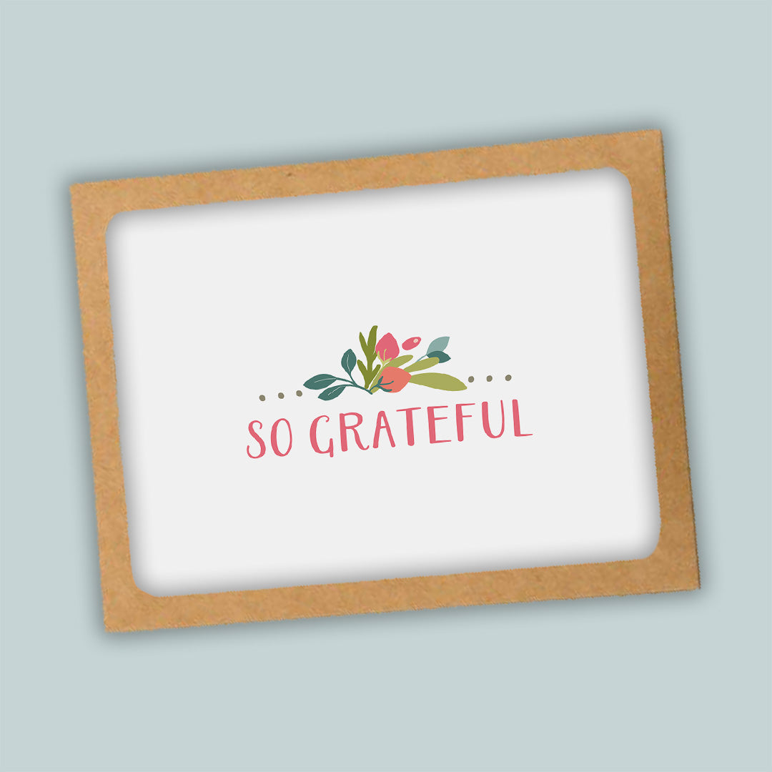 Pretty Pink and Green Floral Folded Note Cards - Box of 8