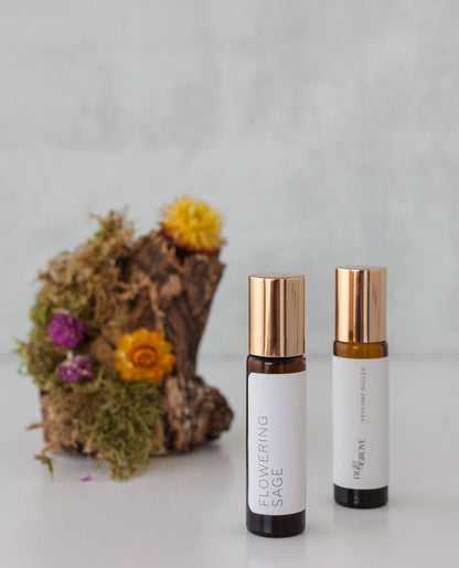 Flowering Sage perfume roller bottle from Fig &amp; Grove made with an essential oil blend