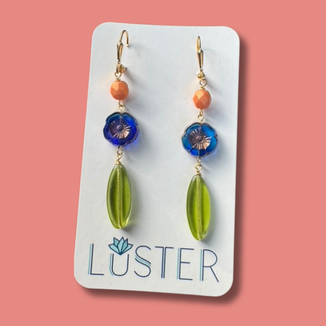 Czech Glass Flower Earrings