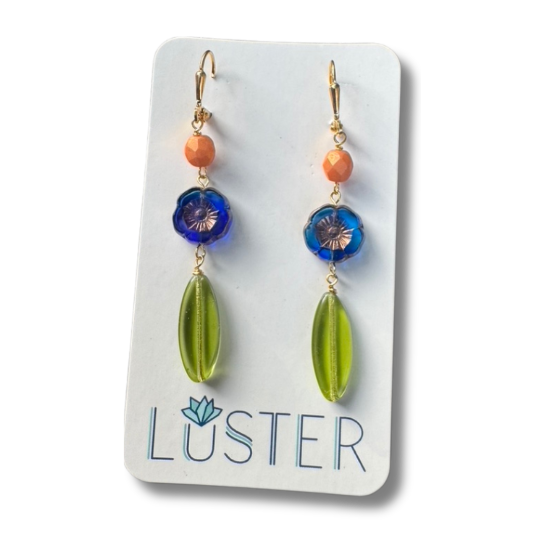 Czech Glass Flower Earrings