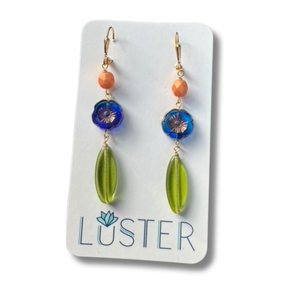 Czech Glass Flower Earrings