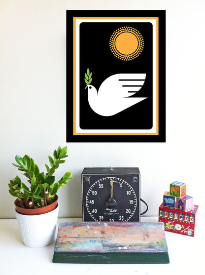 Peacebird Screenprint Peace Dove Wall Art home and Office Decor