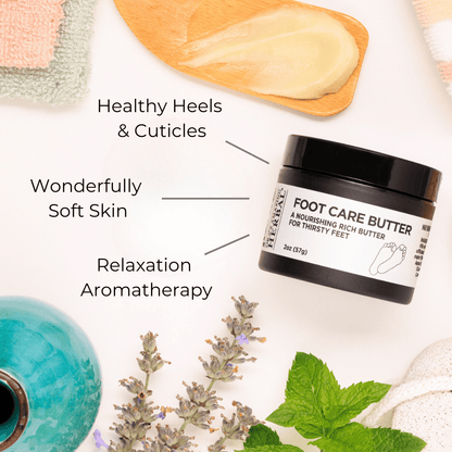 Foot Care Butter 2oz Lifestyle Indoor Infographic