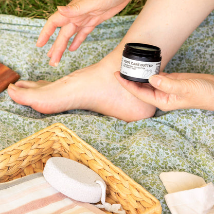 Foot Care Butter Lifestyle Outdoor Texture Herbs 2oz Jar
