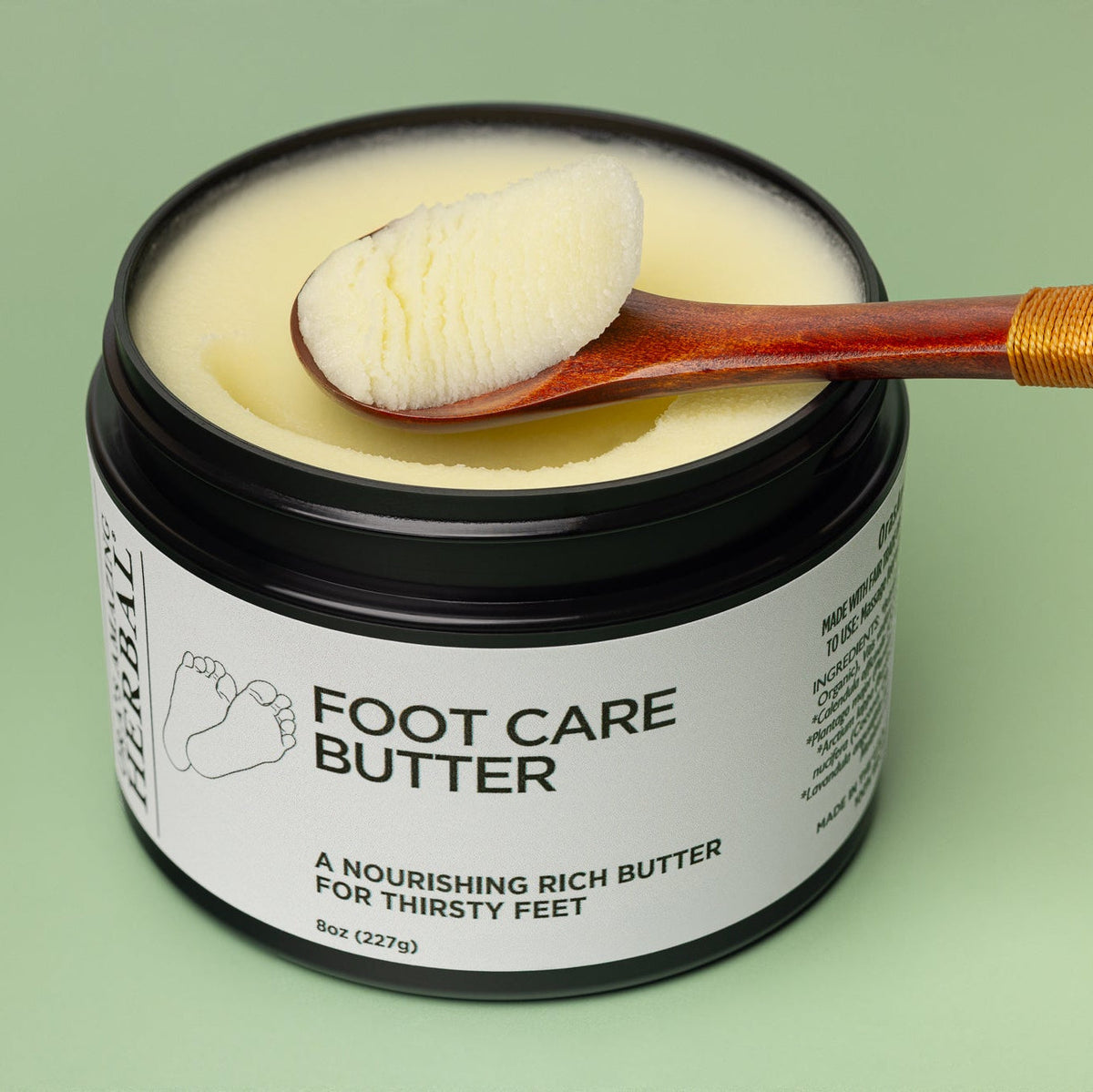 Foot Care Butter 8oz Lifestyle Indoor No Cap Spoon Texture