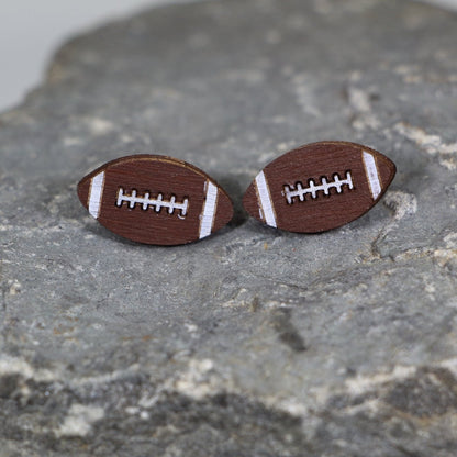 Football Wooden Earrings - Studs - Cate&