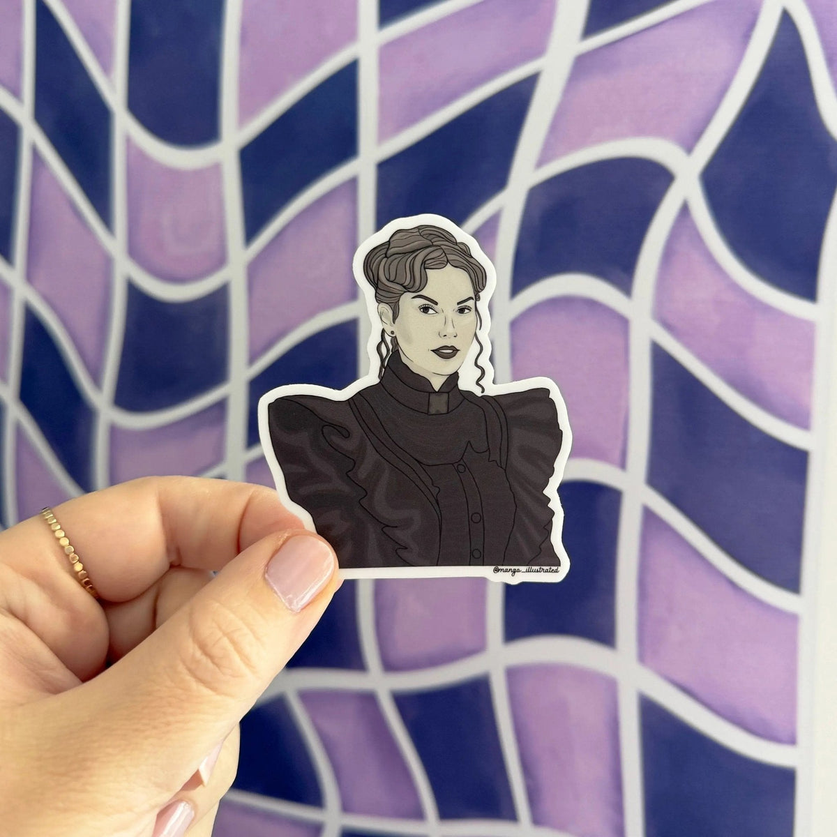 Fortnight Tay sticker detail — Victorian costume illustration by indie artist MangoIllustrated