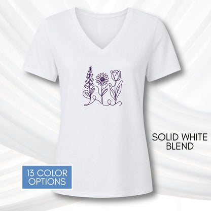 foxglove-daisy-tulip-ladies-bella-canvas-vneck-tshirt-womens-fit-subtle-fdt-flowers-tee-solid-white-blend