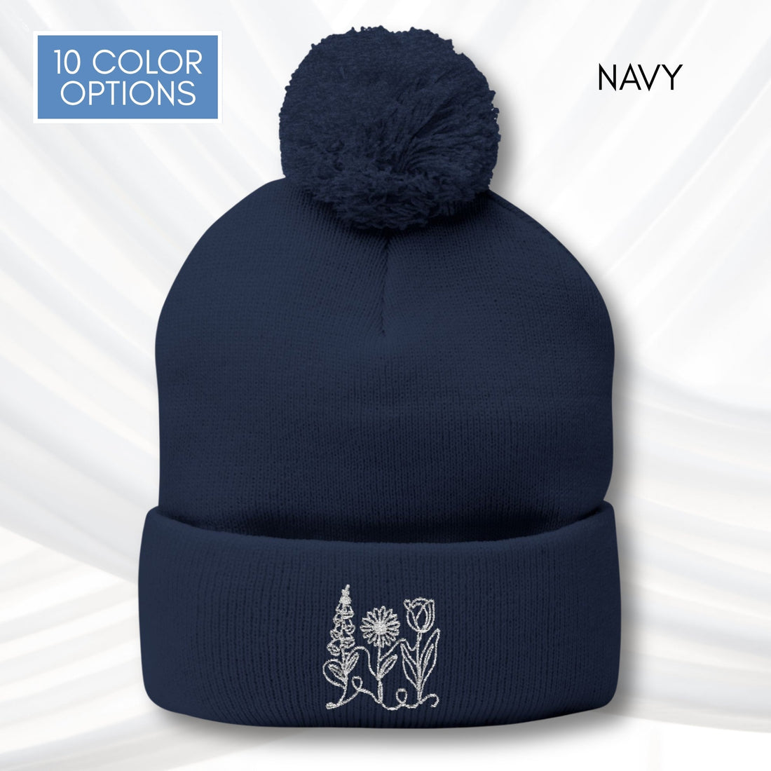 foxglove-daisy-tulip-pom-pom-knit-beanie-embroidered-subtle-fdt-flowers-winter-hat-navy