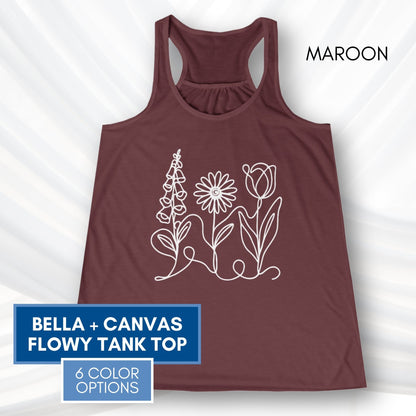 foxglove-daisy-tulip-racerback-tank-top-womens-flowy-summer-workout-shirt-subtle-fdt-flowers-anti-trump-no-words-maroon