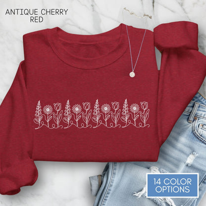 foxglove-daisy-tulip-unisex-crewneck-sweatshirt-subtle-fdt-flowers-anti-trump-apparel-activist-pullover-floral-top-antique-cherry-red