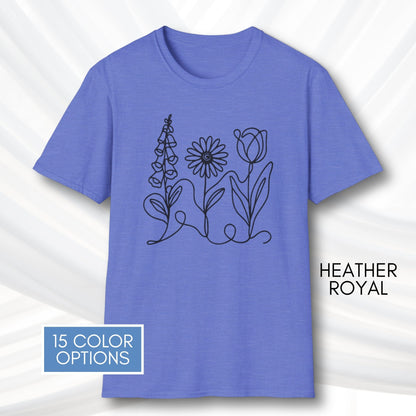 foxglove-daisy-tulip-unisex-softstyle-tshirt-subtle-fdt-flowers-graphic-tee-heather-royal