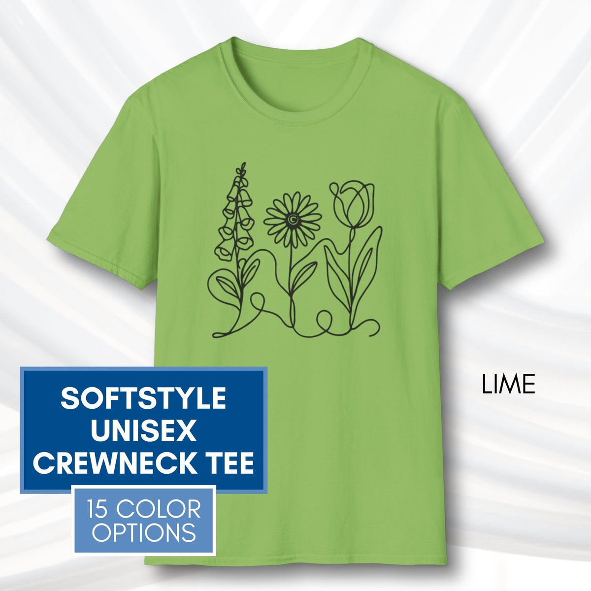 foxglove-daisy-tulip-unisex-softstyle-tshirt-subtle-fdt-flowers-tee-lime