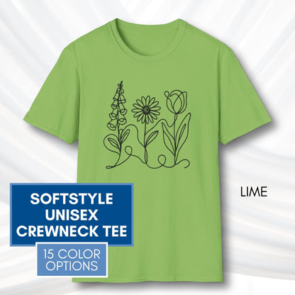 foxglove-daisy-tulip-unisex-softstyle-tshirt-subtle-fdt-flowers-tee-lime