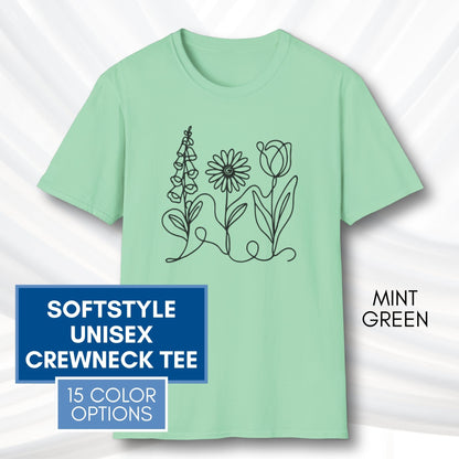 foxglove-daisy-tulip-unisex-softstyle-tshirt-subtle-fdt-flowers-tee-mint-green
