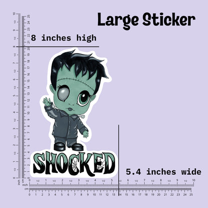 Large Frankenstein sticker measured at 8 inches high and 5.4 inches wide