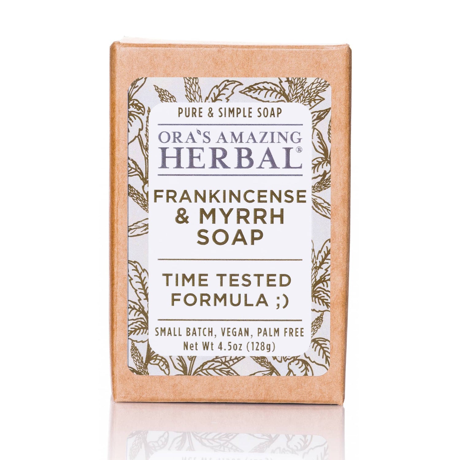 Frankincense and Myrrh Soap 4.5oz Bar Front Label White Background