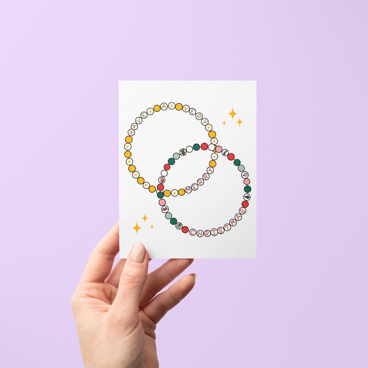 Friendship bracelet Christmas card - MangoIllustrated - Greeting Cards