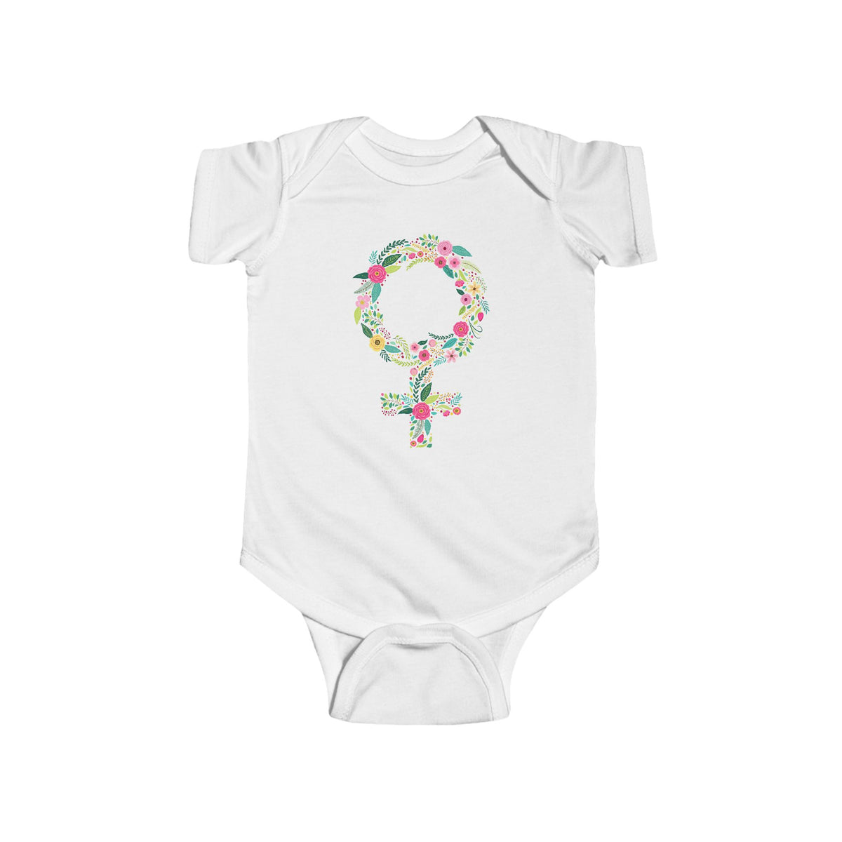Floral Woman Symbol Feminist Baby Bodysuit - Resistance Nation
