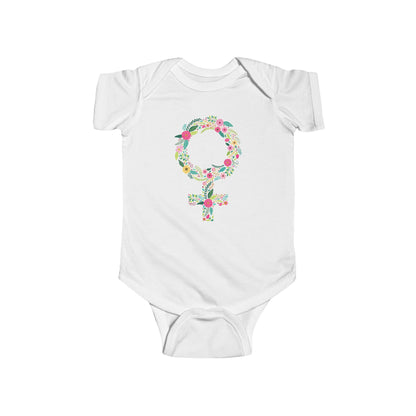 Floral Woman Symbol Feminist Baby Bodysuit - Resistance Nation