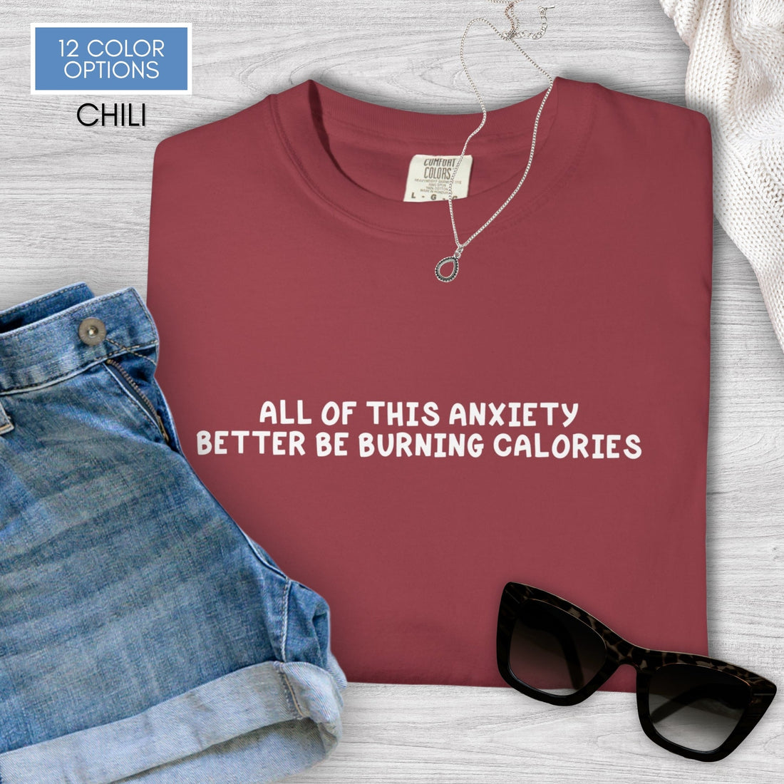 funny-anxiety-unisex-tshirt-unhinged-mental-health-graphic-tee-comfort-colors-chili