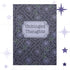 Funny floral hardcover journal with Unhinged Thoughts text on lavender and charcoal gothic ogee flower pattern cover