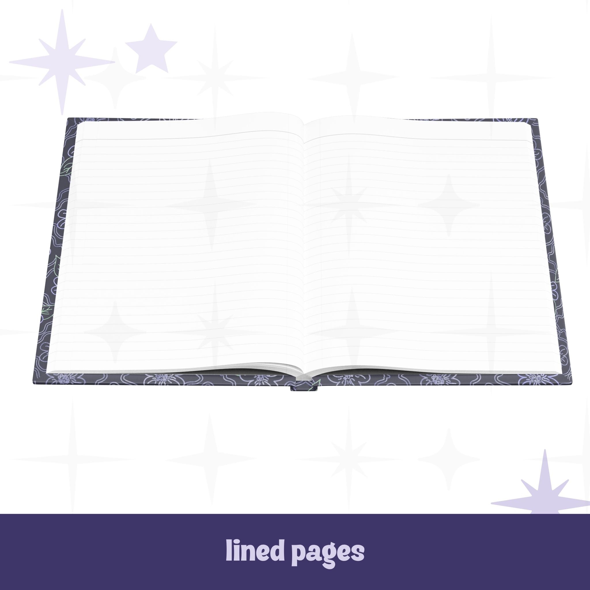 Unhinged Thoughts hardcover journal open to white lined interior pages showing perforated tear-out paper