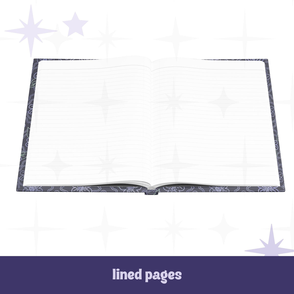 Unhinged Thoughts hardcover journal open to white lined interior pages showing perforated tear-out paper