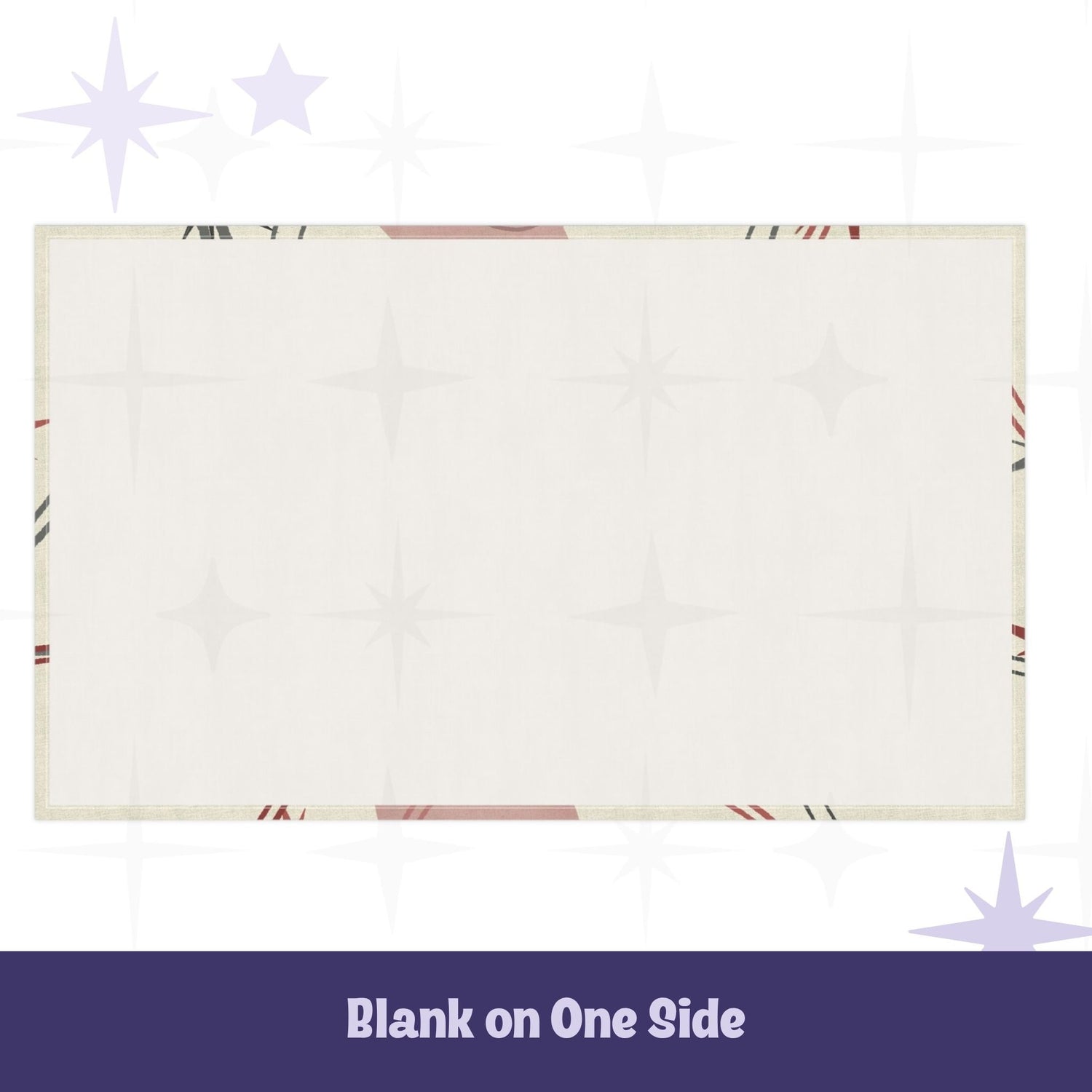 Blank reverse side of cotton twill tea towel with cream ground and subtle starburst pattern at edges