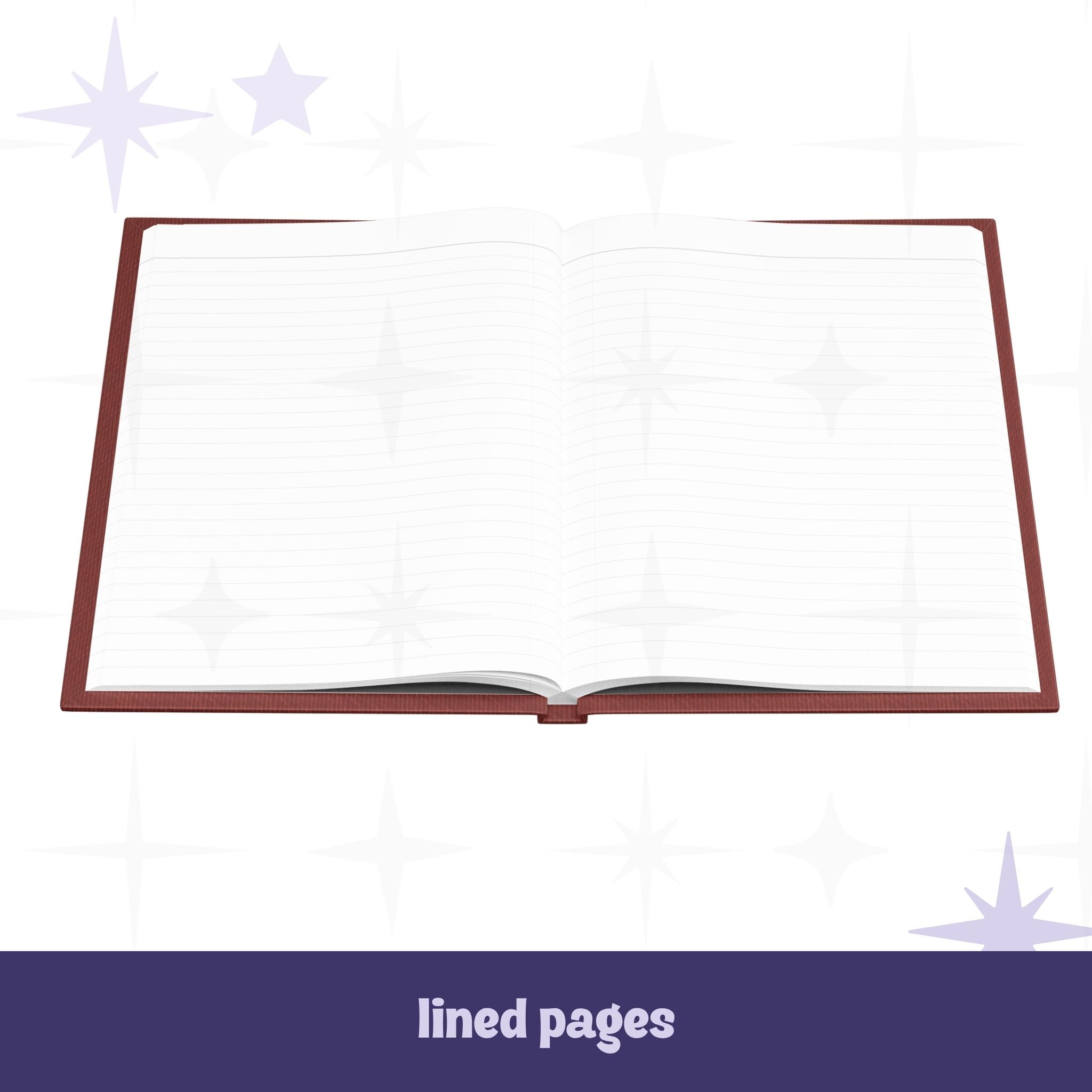Snarky western hardcover journal open to lined interior pages showing perforated white lined paper