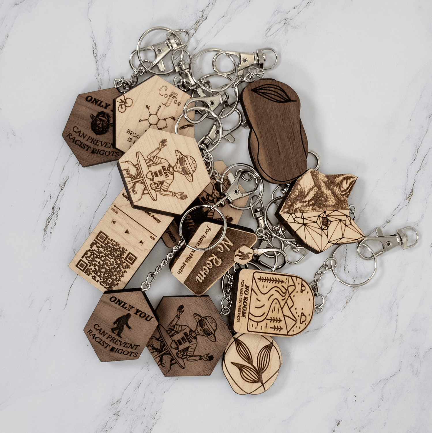 Geometric Half Fox Wood Keychain - PRW Made - Keychains
