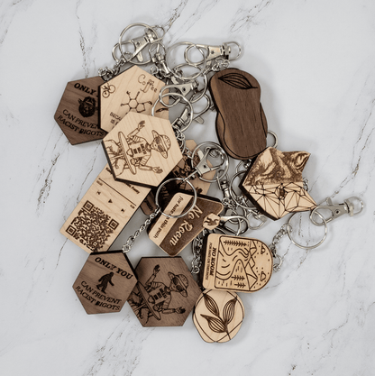 Geometric Half Fox Wood Keychain - PRW Made - Keychains