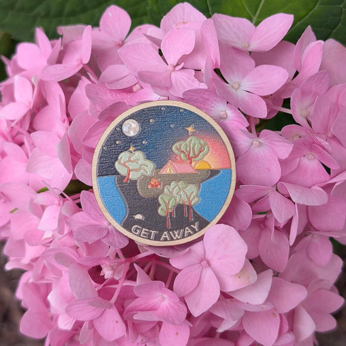 Get Away wooden pin (tranquility version)