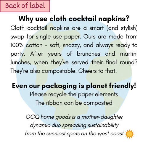 Cocktail Napkins - 100% Cotton - Set of 6 - Lollipops