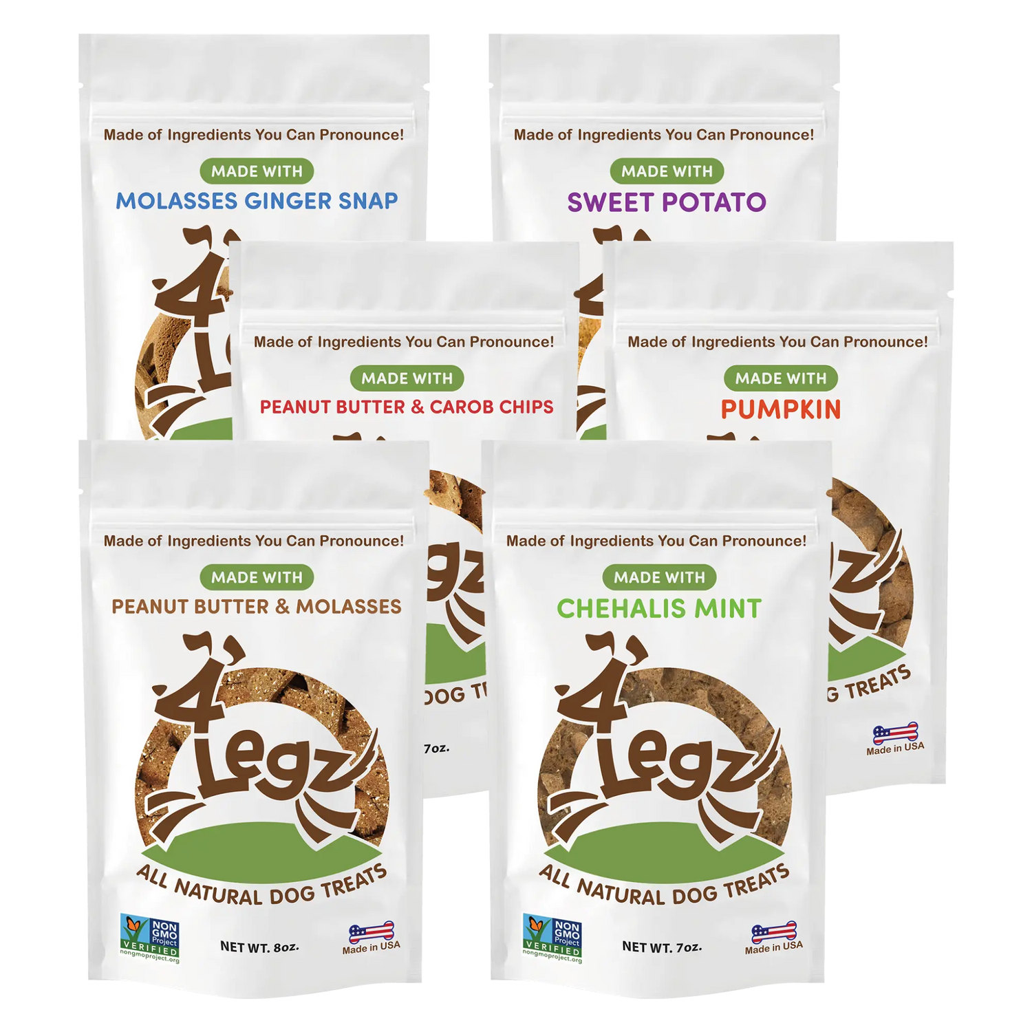 Treats Gift Box for Dogs - 6 Pack of Delicious Dog Treats - 4Legz
