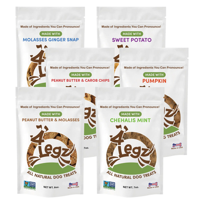 Treats Gift Box for Dogs - 6 Pack of Delicious Dog Treats - 4Legz