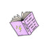 Girl math book sticker — hand lettered opened purple book with girl math 101 on the spine and stars on the back cover, by MangoIllustrated