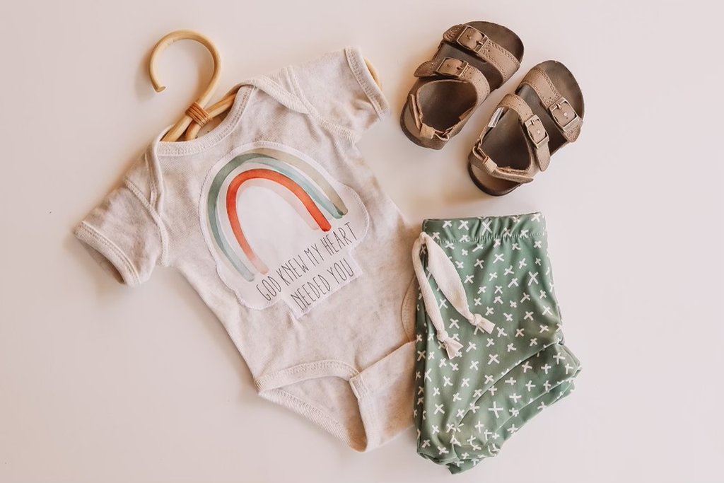 Watercolor Applique Organic Cotton Baby Onesie