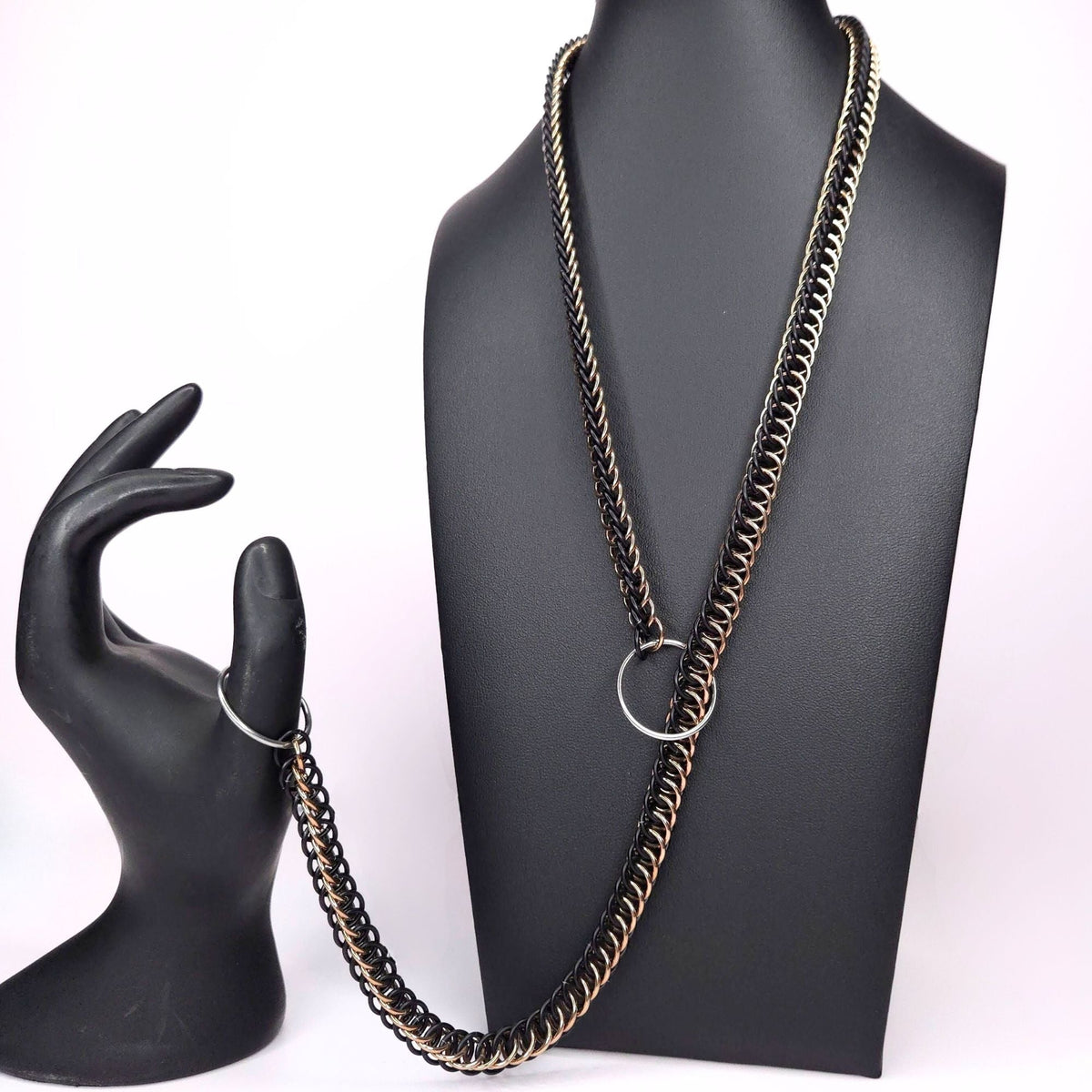 Half Persian Lariat Necklace - Anodized Aluminum Chainmaille Day Collar