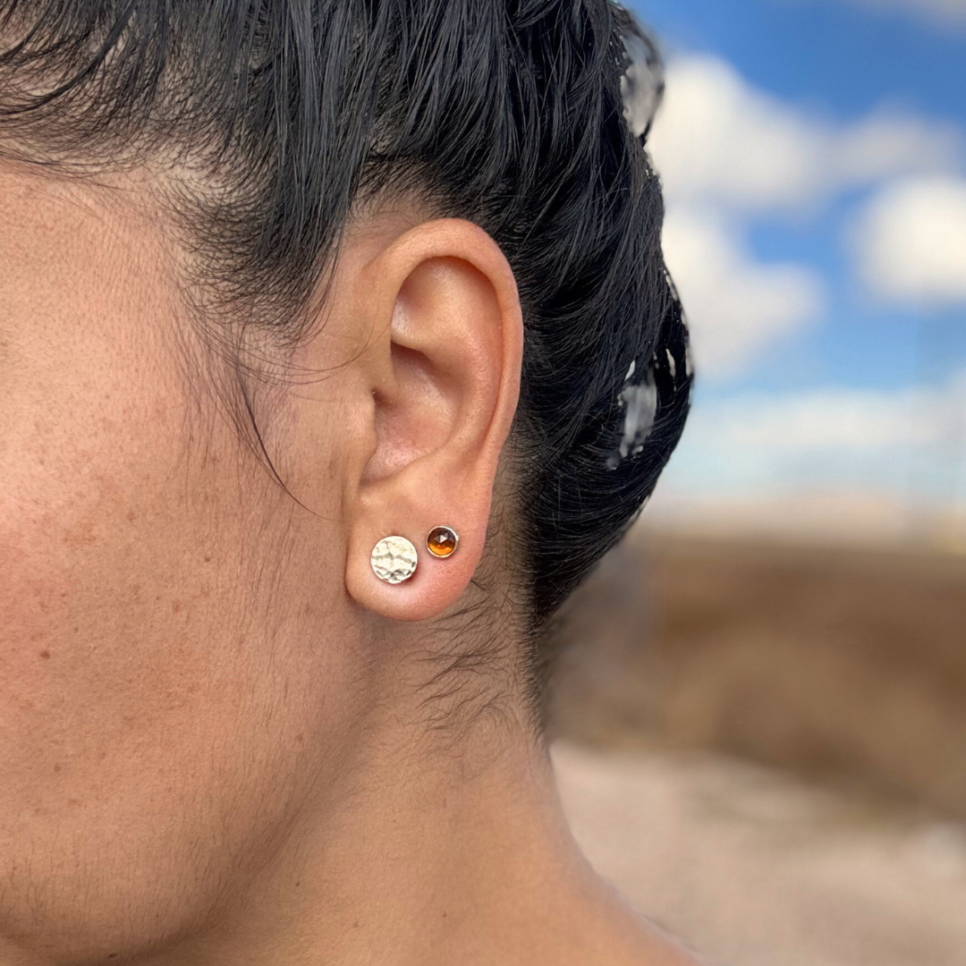 Gold Full Moon Stud Earrings